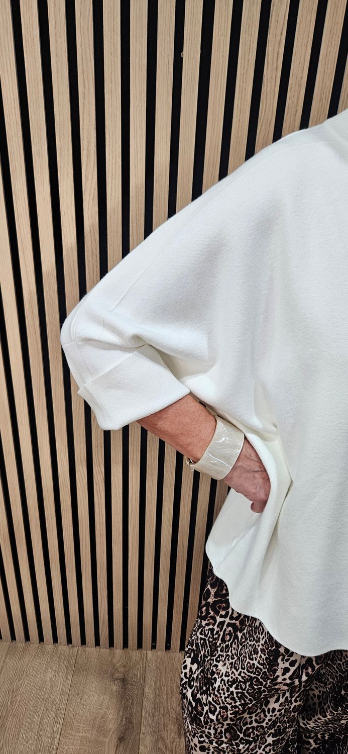 Soft Knit Poncho Jacket - Cream