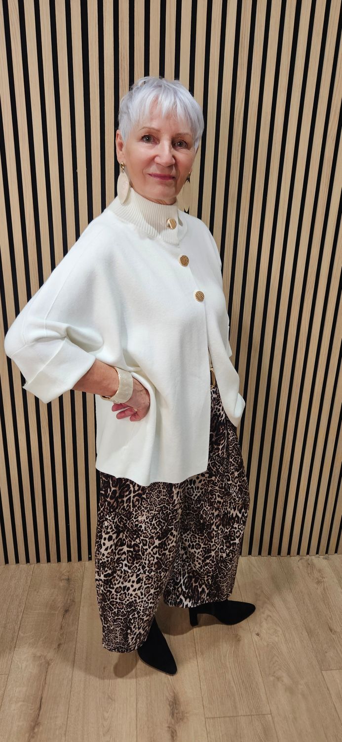 Soft Knit Poncho Jacket - Cream