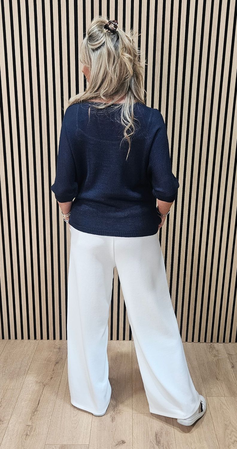 Heart Print Lightweight Jumper - Navy