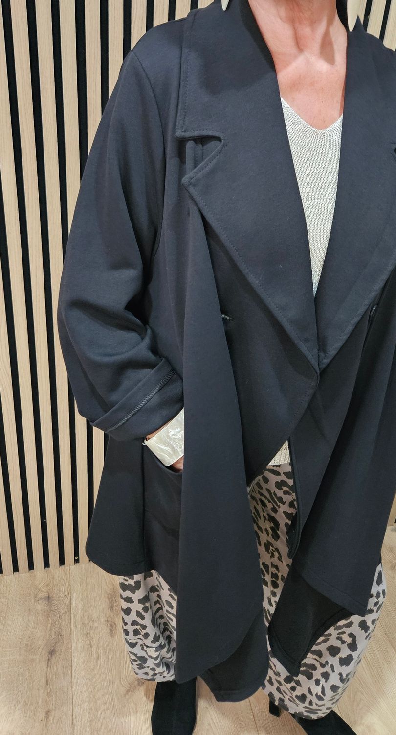Relaxed Longline Jacket - Black
