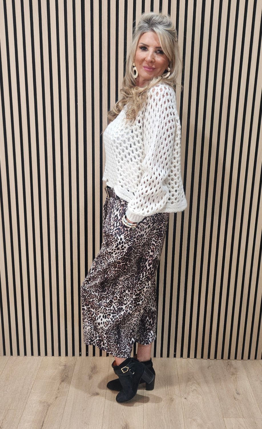 Open Knit Wool Blend Jumper - Cream