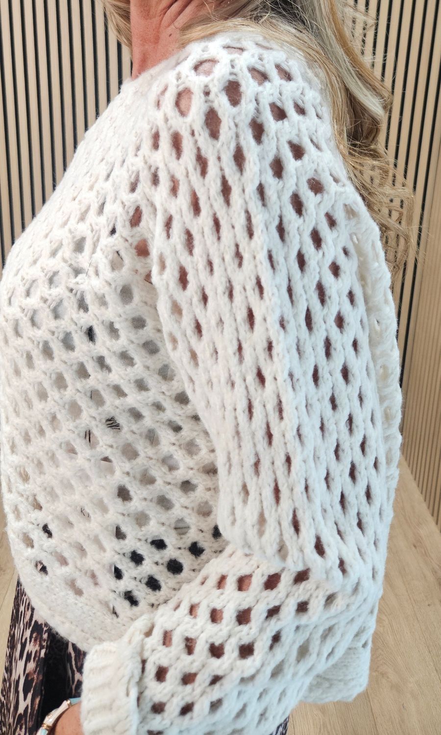 Open Knit Wool Blend Jumper - Cream