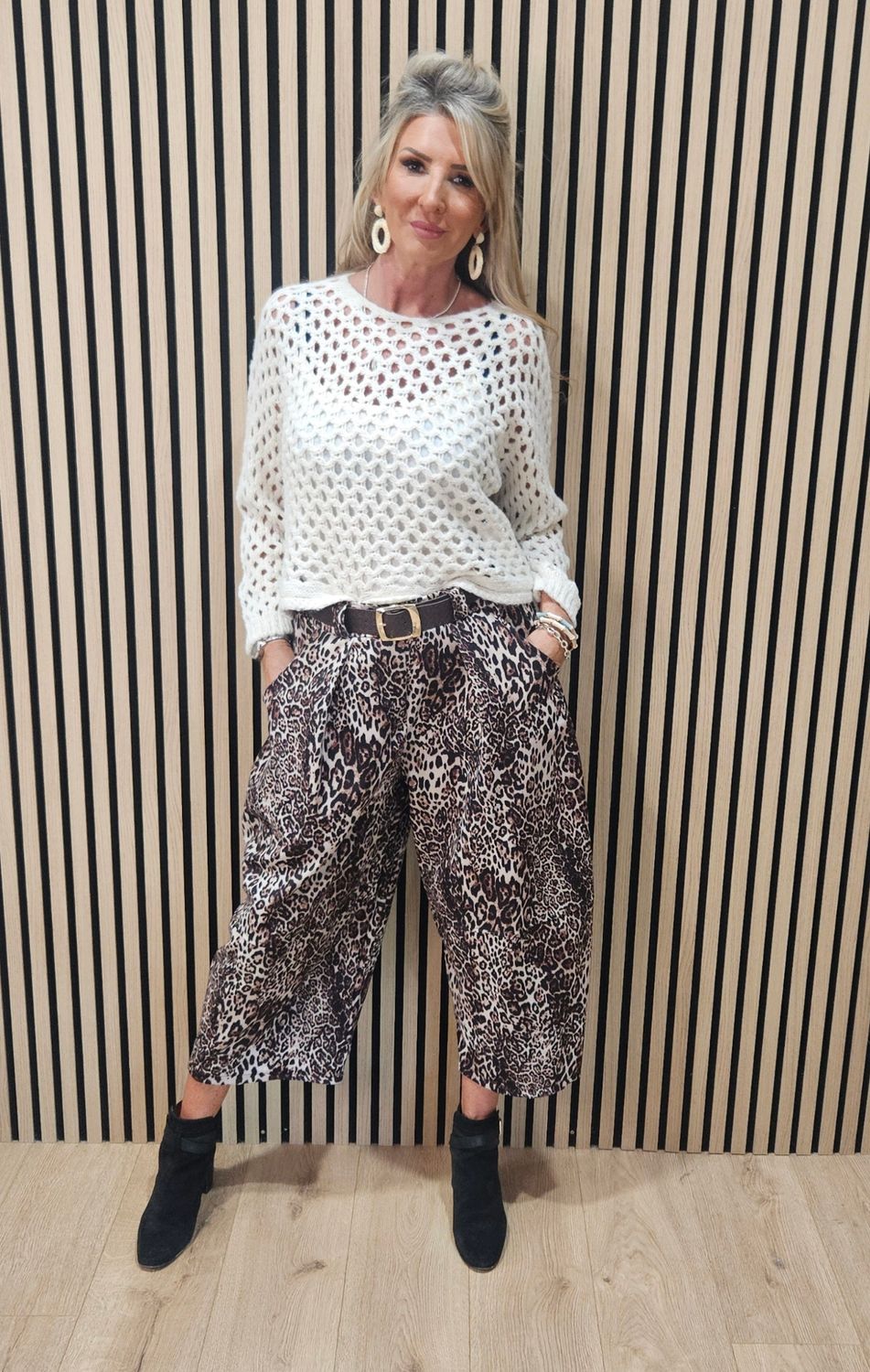 Open Knit Wool Blend Jumper - Cream