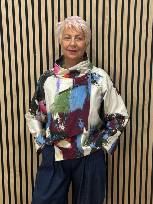 Abstract Print Statement Jacket - Multi Abstract Print Statement Jacket - Multi