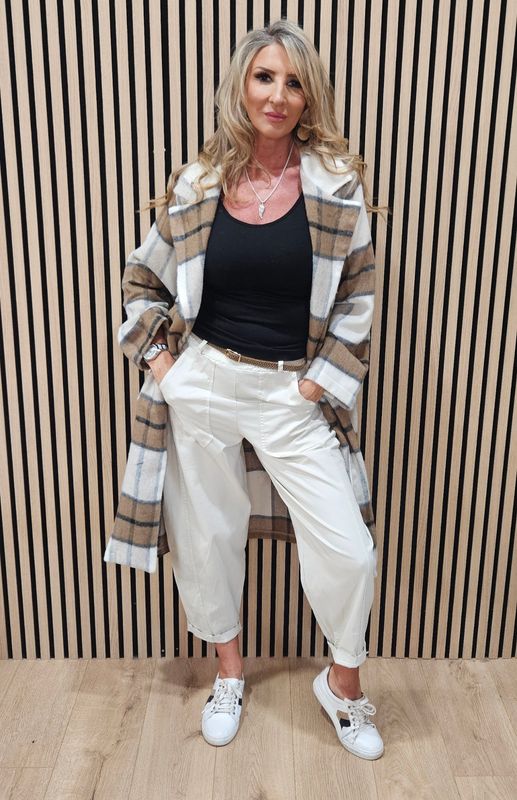 Wool Checked Coat – Caramel