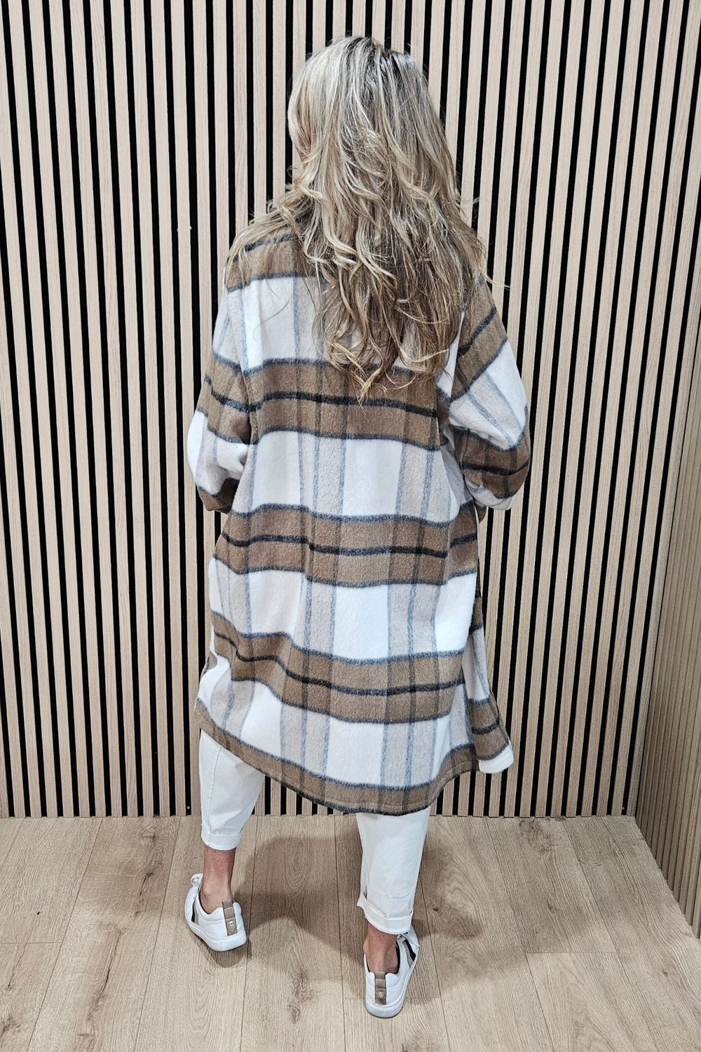 Wool Checked Coat – Caramel