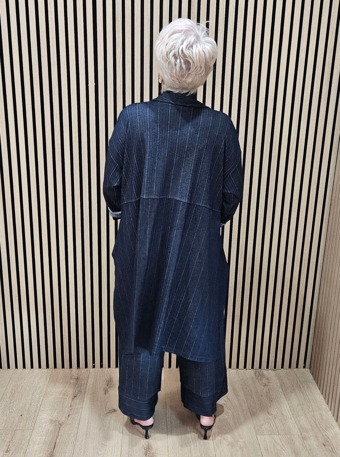 Pinstripe Herringbone Jacket – Navy