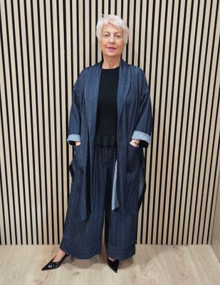 Pinstripe Herringbone Jacket – Navy
