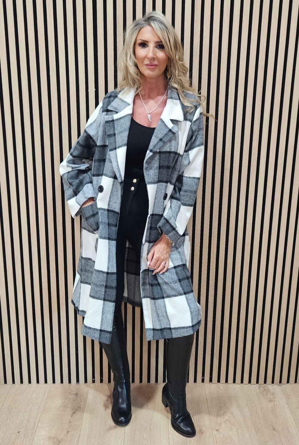 Wool Checked coat - Black/Grey