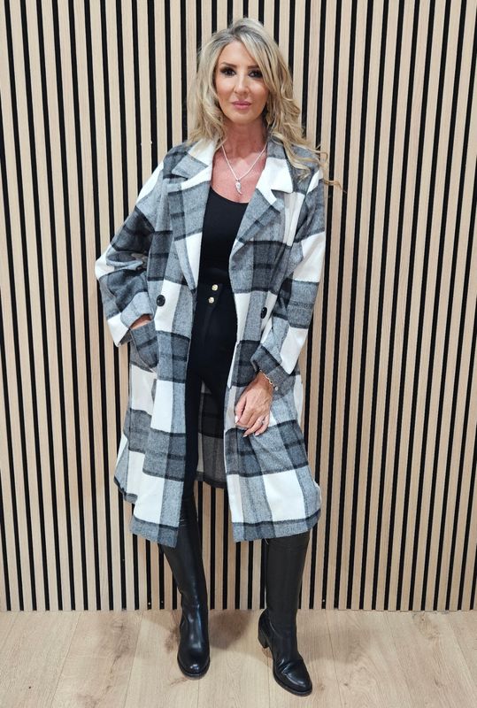 Wool Checked coat - Black/Grey