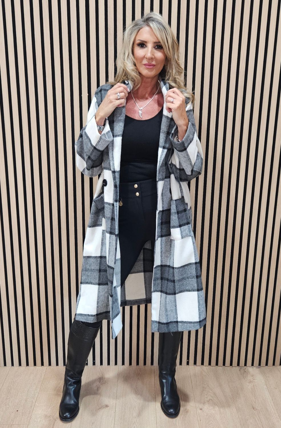 Wool Checked coat - Black/Grey