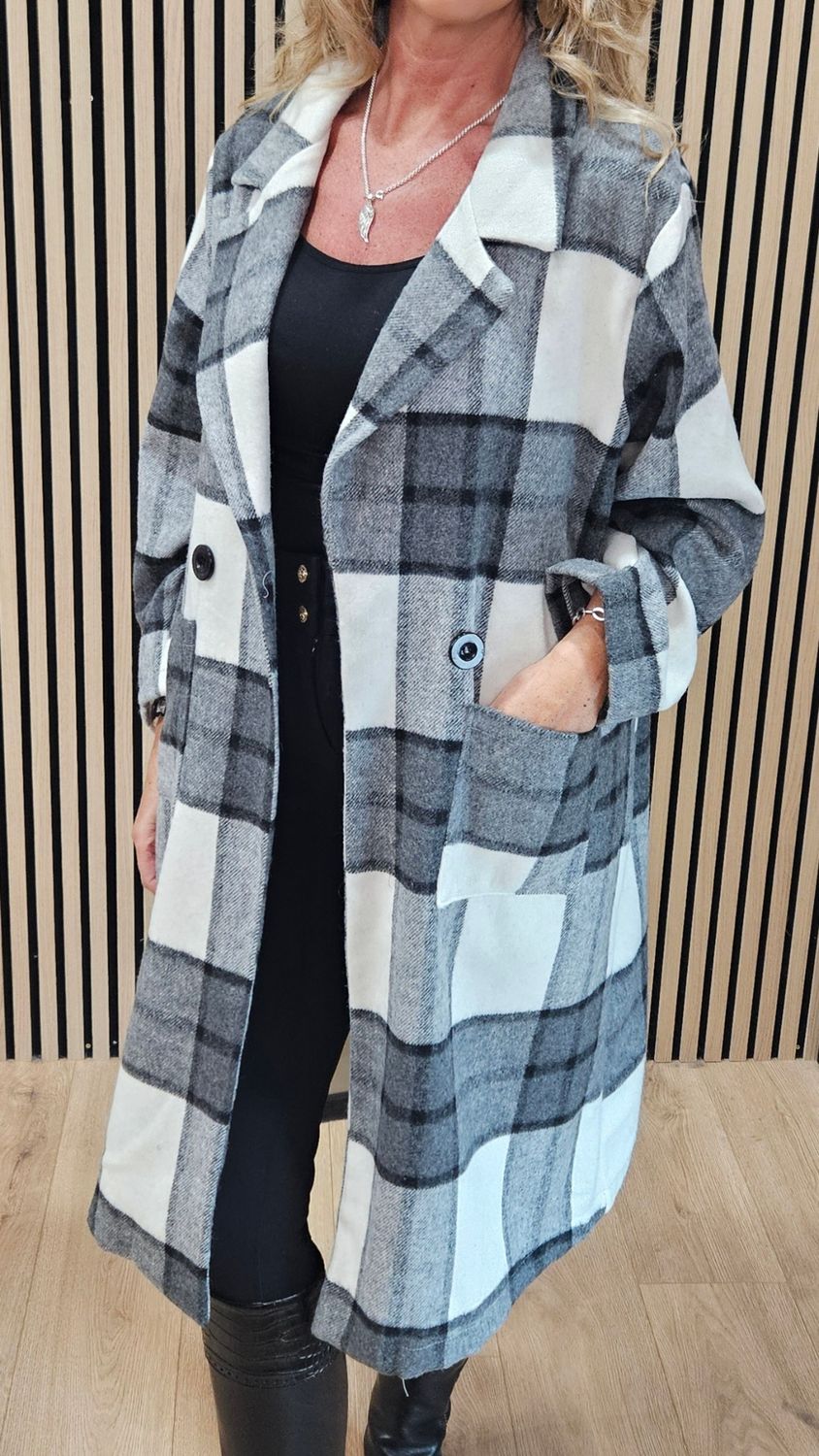 Wool Checked coat - Black/Grey