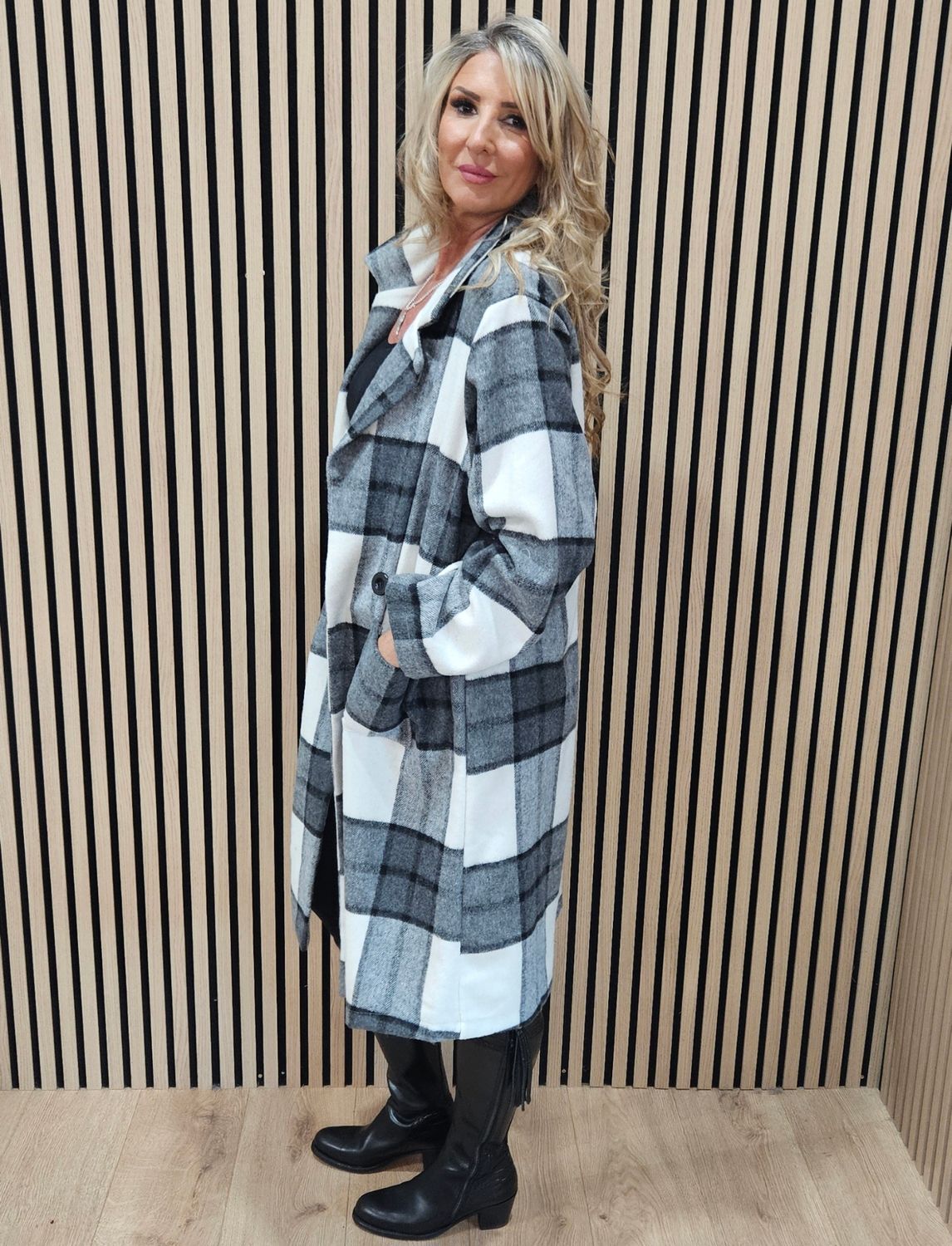 Wool Checked coat - Black/Grey