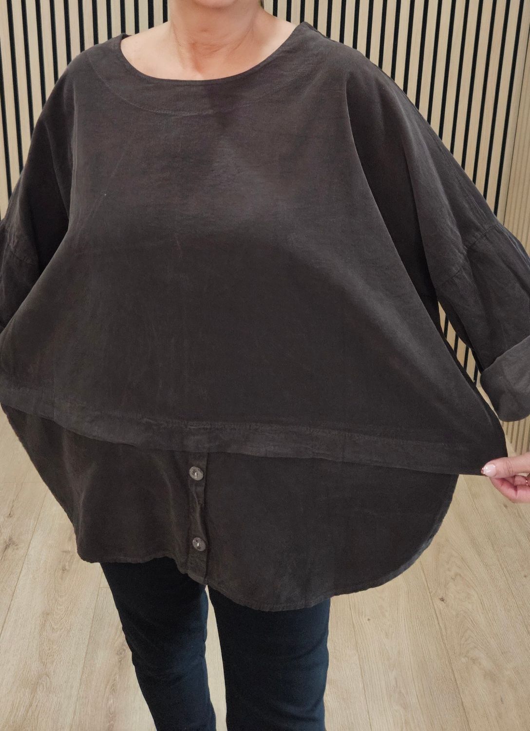 Needlecord Cotton Top – Chocolate