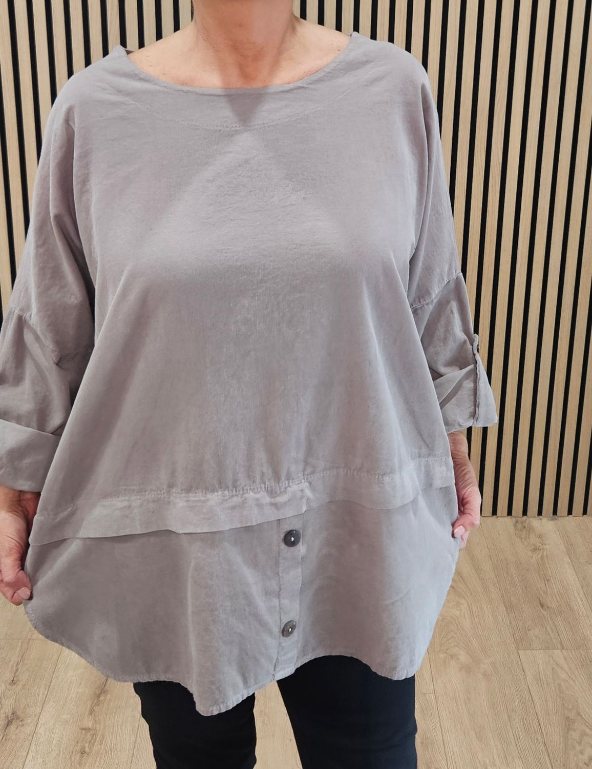 Needlecord Cotton Top – Taupe