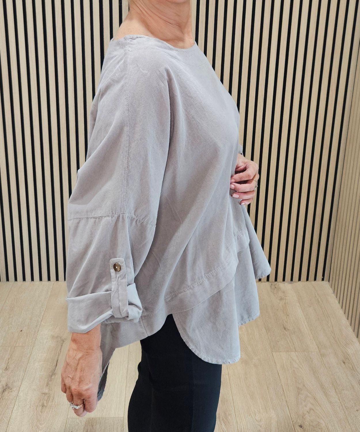 Needlecord Cotton Top – Taupe