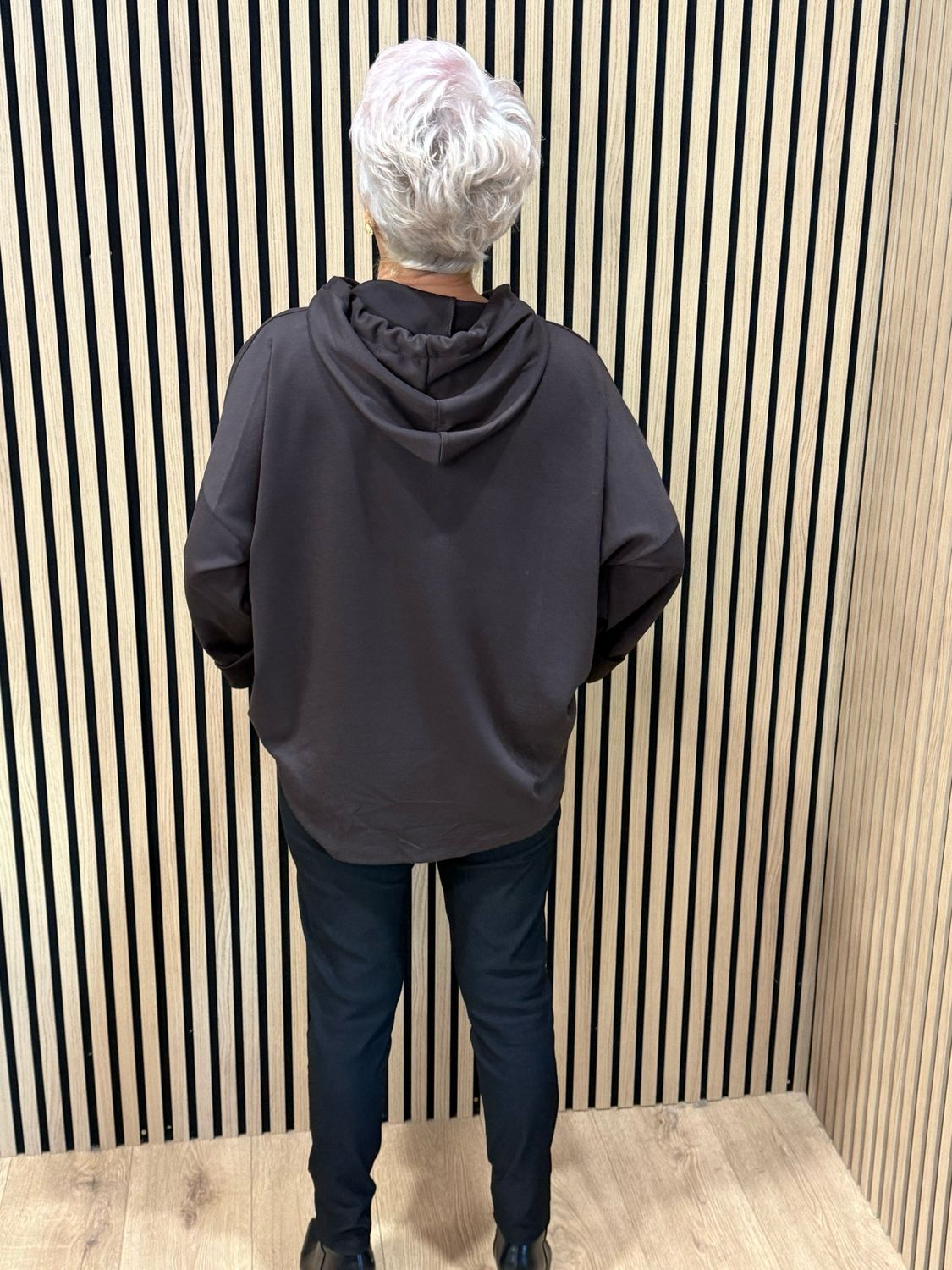 Embossed Detail Oversized Hoodie - Chocolate