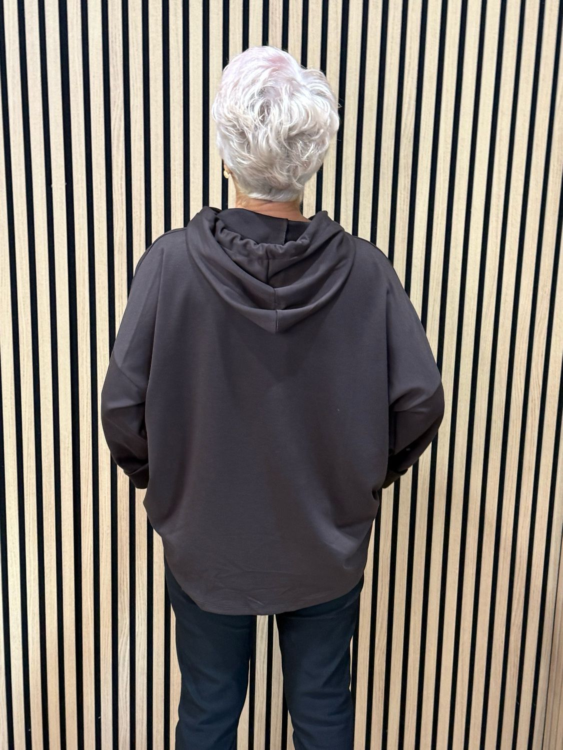 Embossed Detail Oversized Hoodie - Chocolate