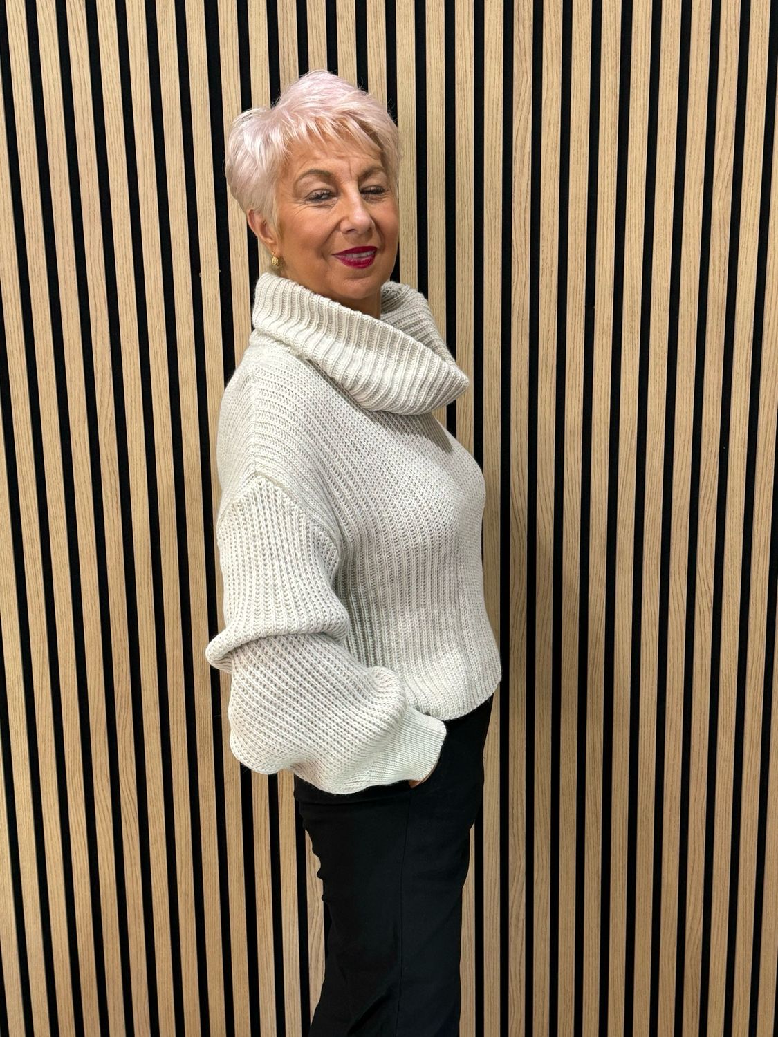 Chunky Cowl Neck Jumper - Cream