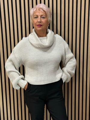 Chunky Cowl Neck Jumper - Cream