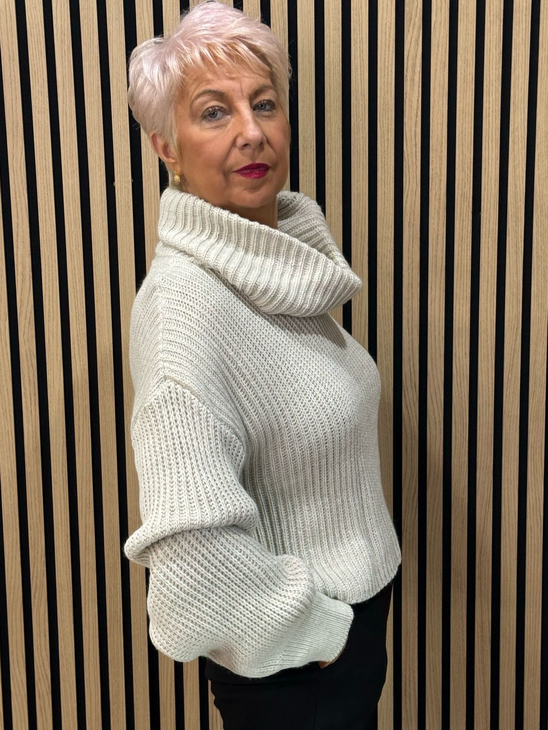 Chunky Cowl Neck Jumper - Cream