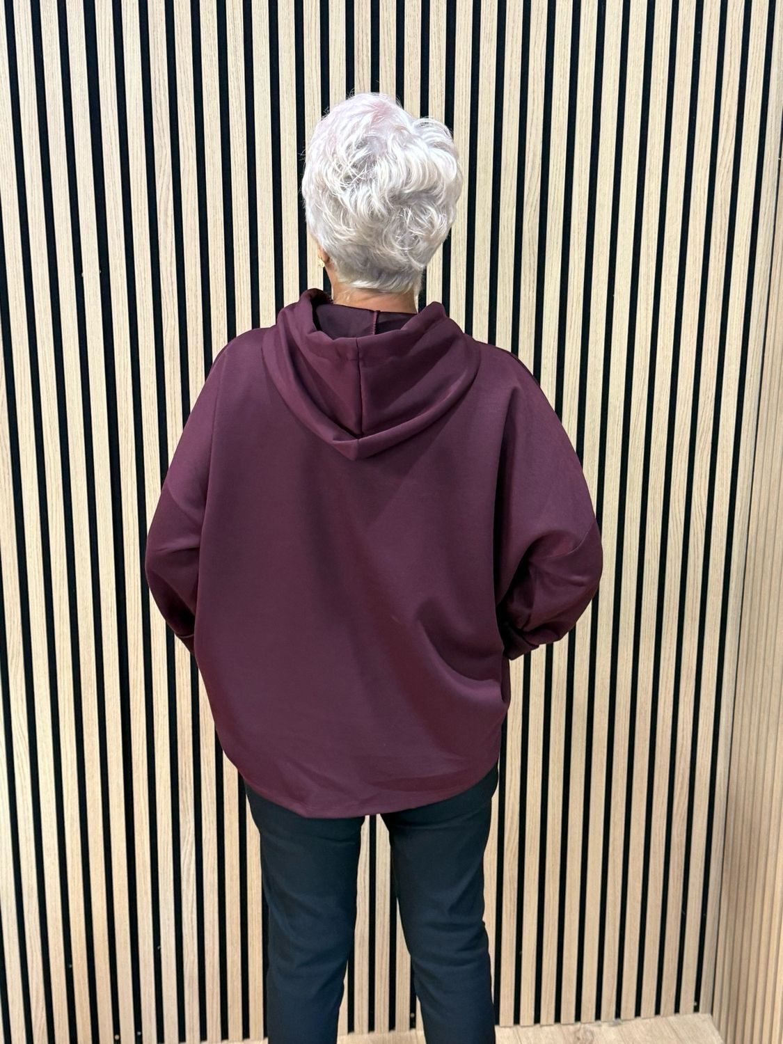 Embossed Detail Oversized Hoodie - Oxblood