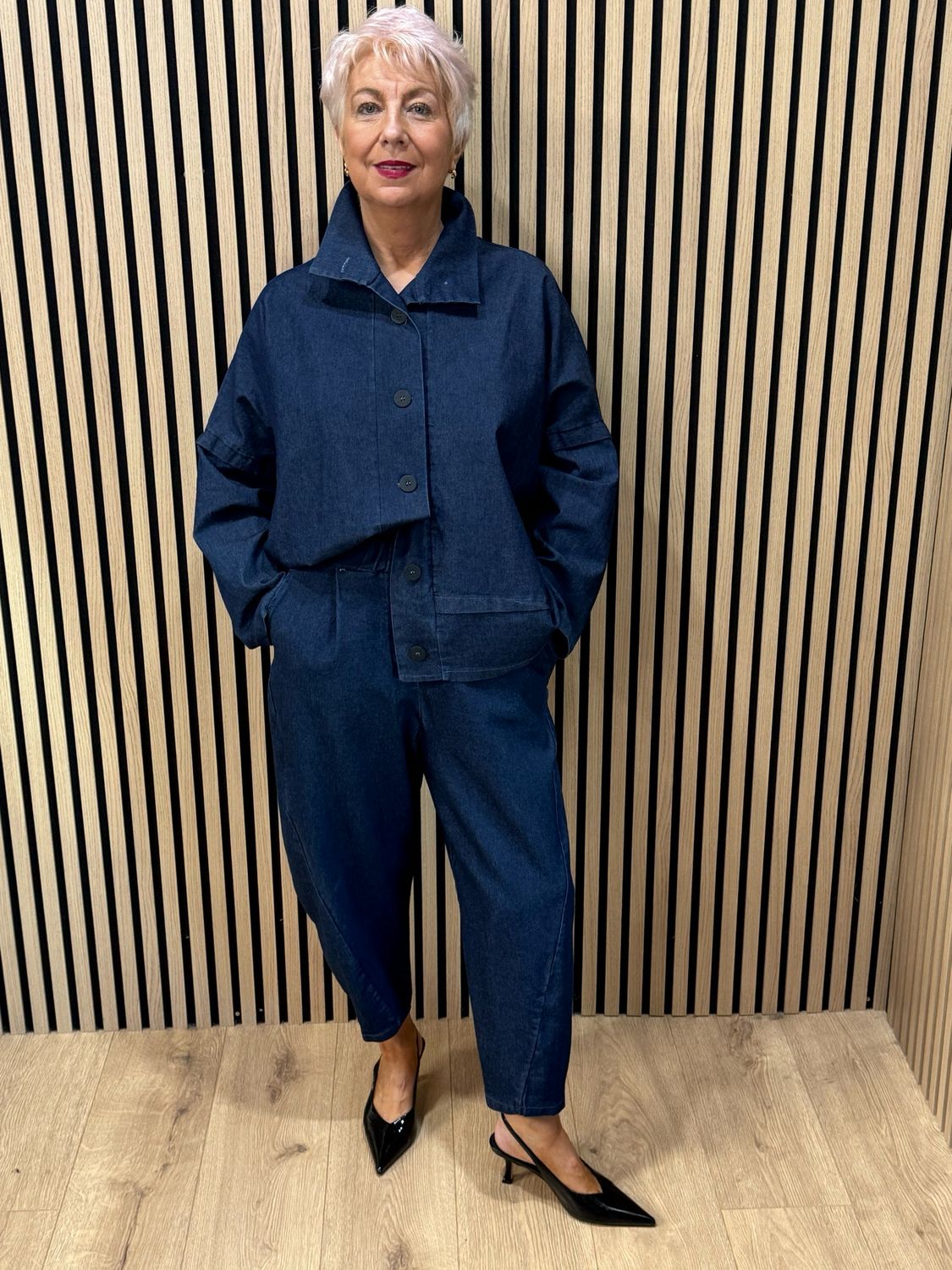 Two Piece Jacket &amp; Trouser Suit - Denim Blue