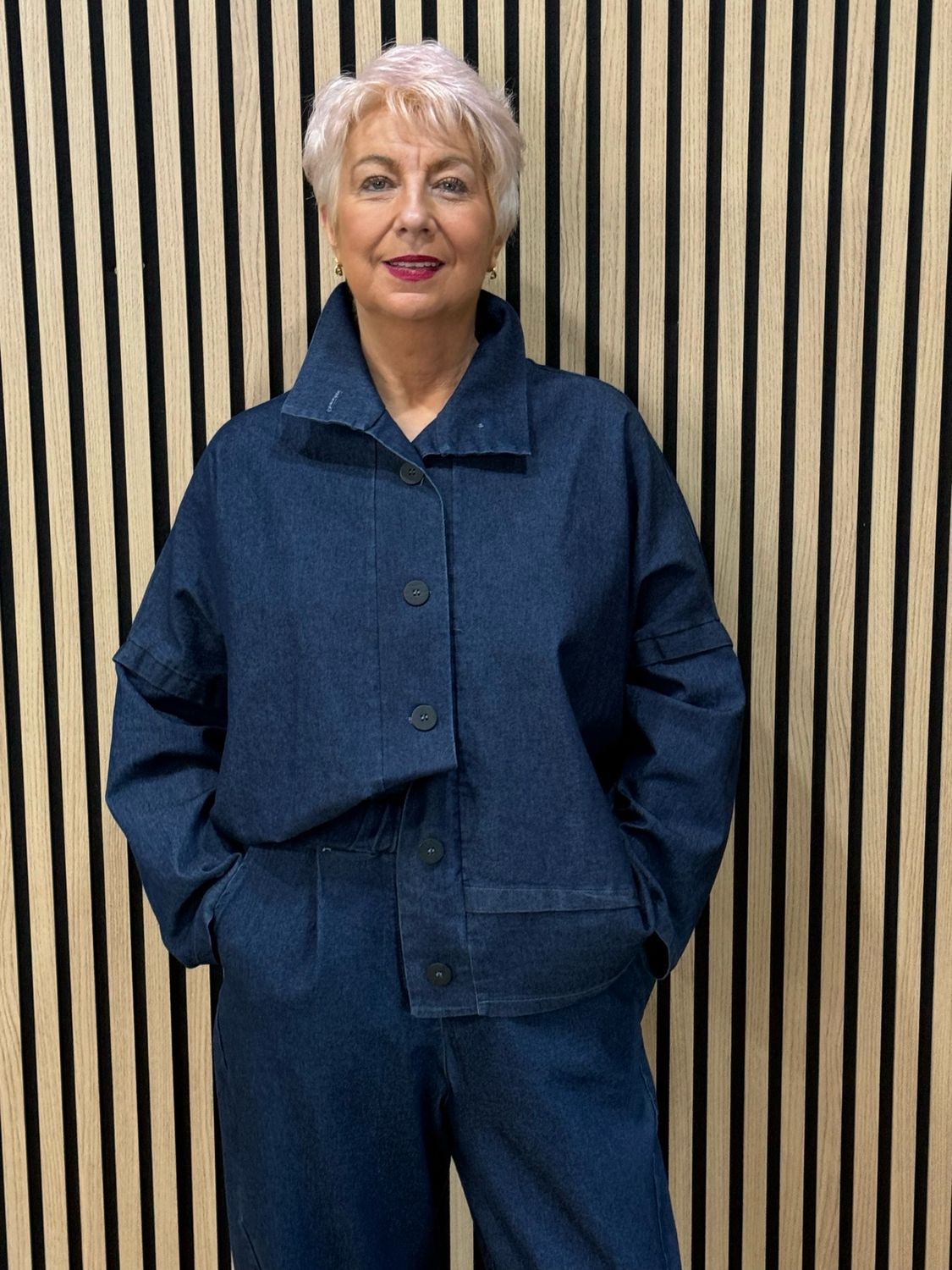 Two Piece Jacket &amp; Trouser Suit - Denim Blue