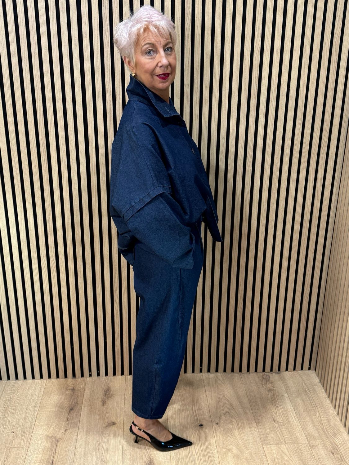 Two Piece Jacket &amp; Trouser Suit - Denim Blue