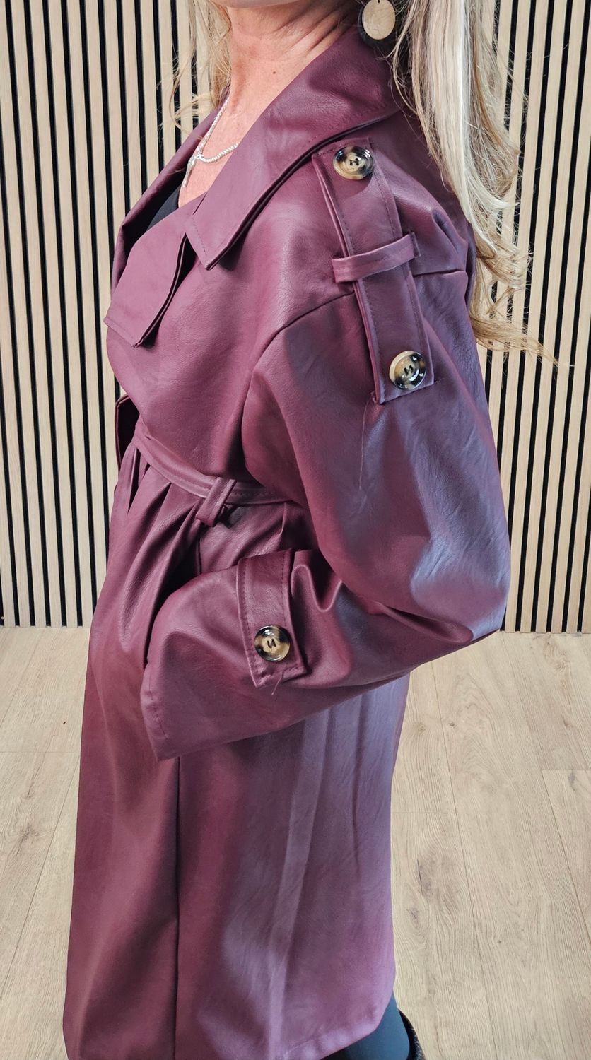 Soft-Touch Trench Coat – Plum