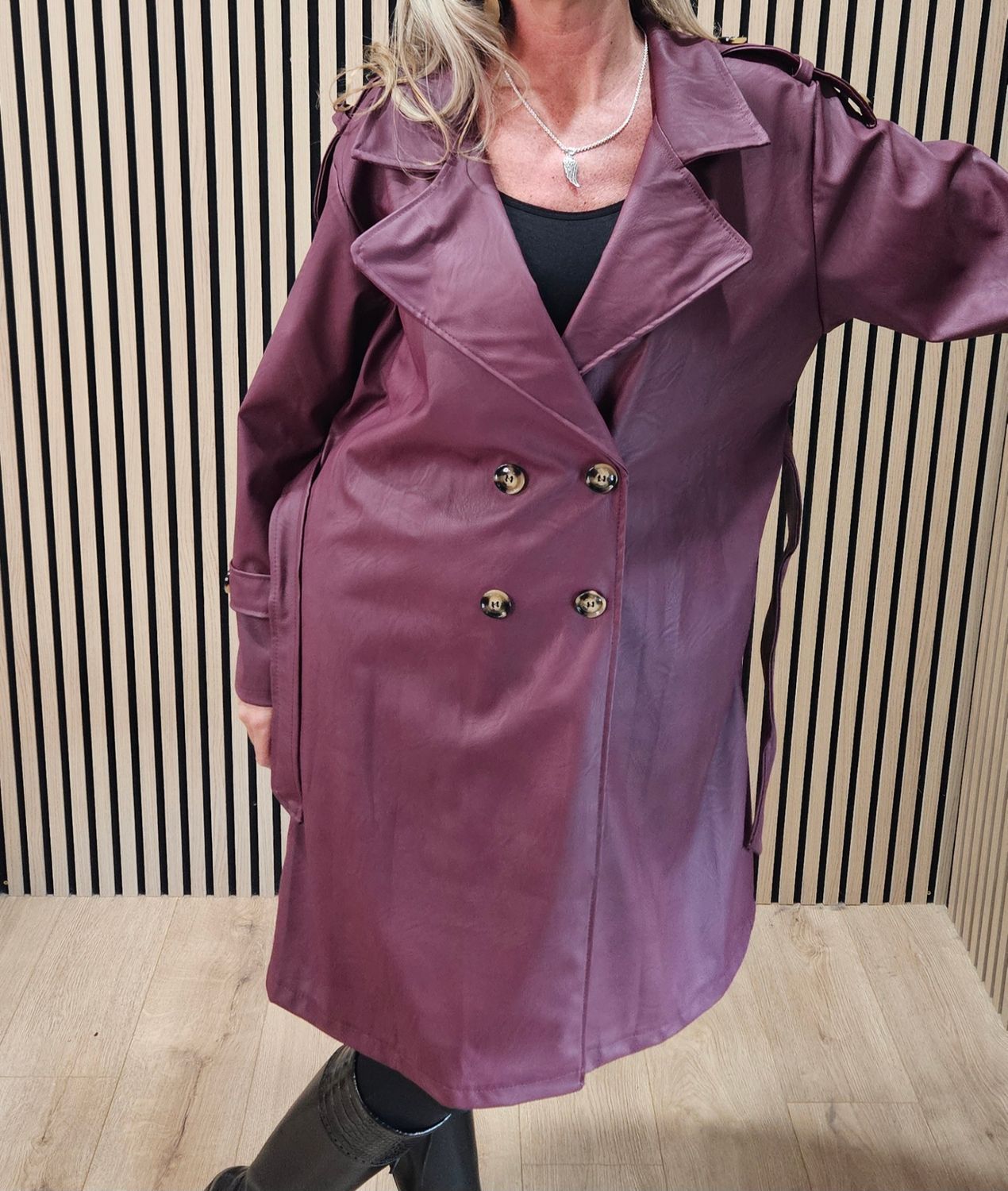 Soft-Touch Trench Coat – Plum