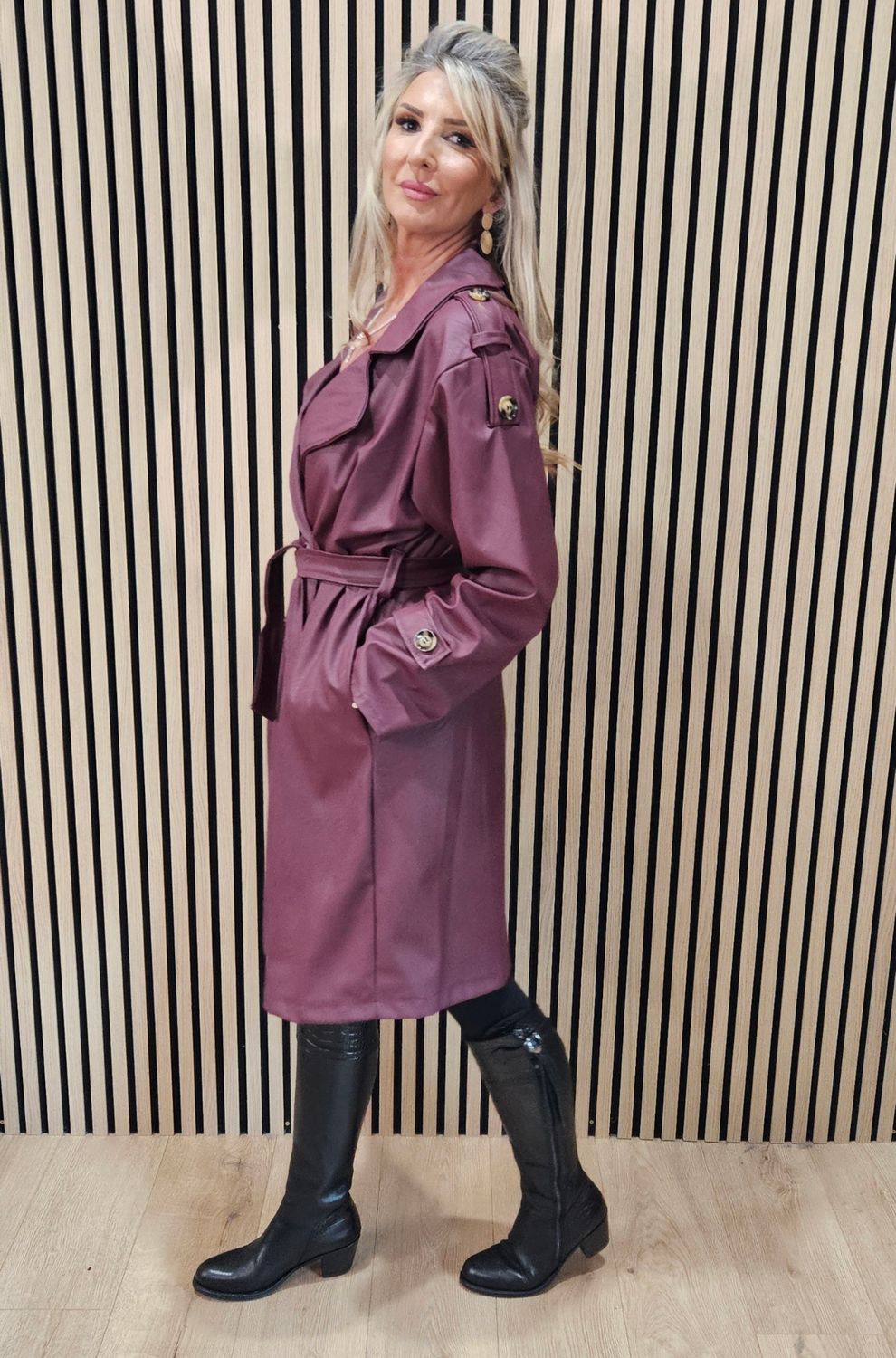 Soft-Touch Trench Coat – Plum