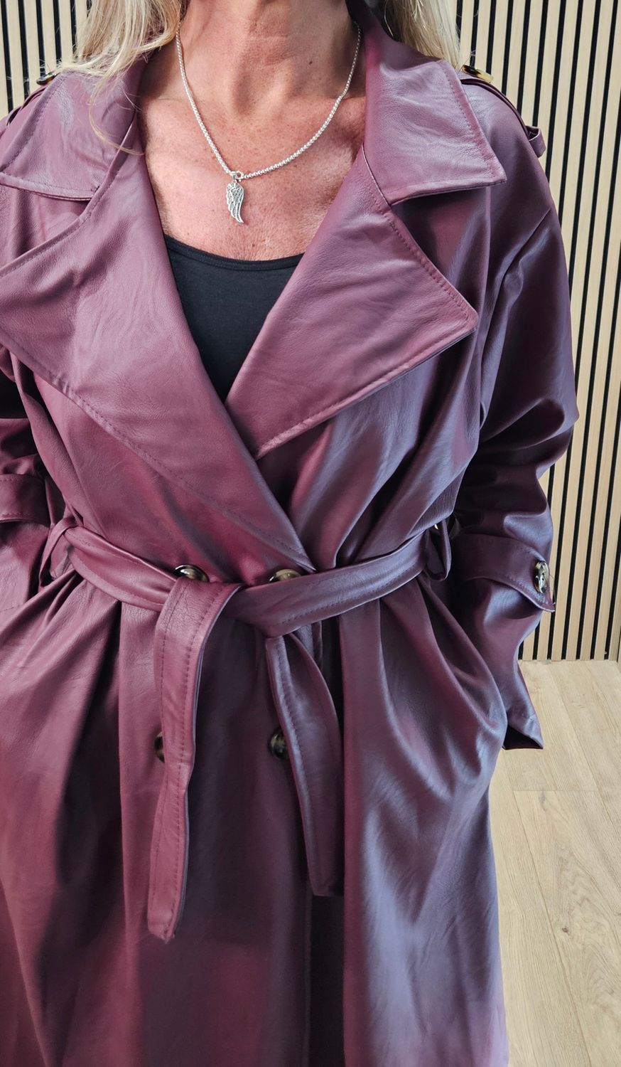 Soft-Touch Trench Coat – Plum