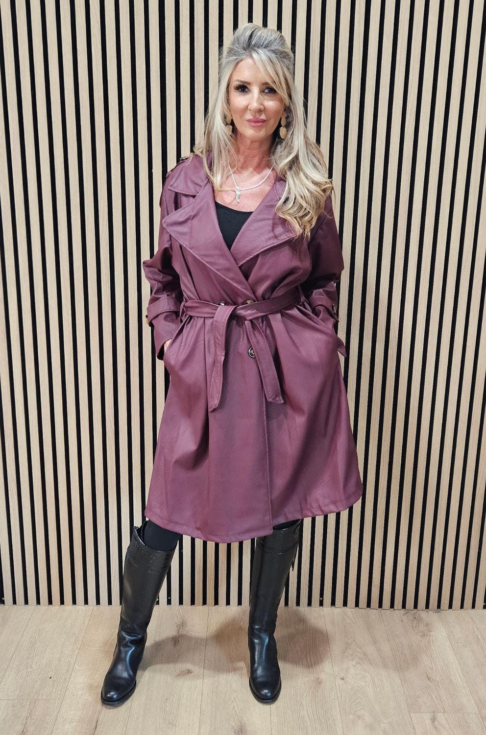 Soft-Touch Trench Coat – Plum