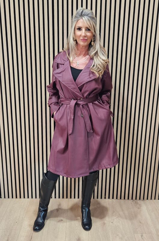 Soft-Touch Trench Coat – Plum