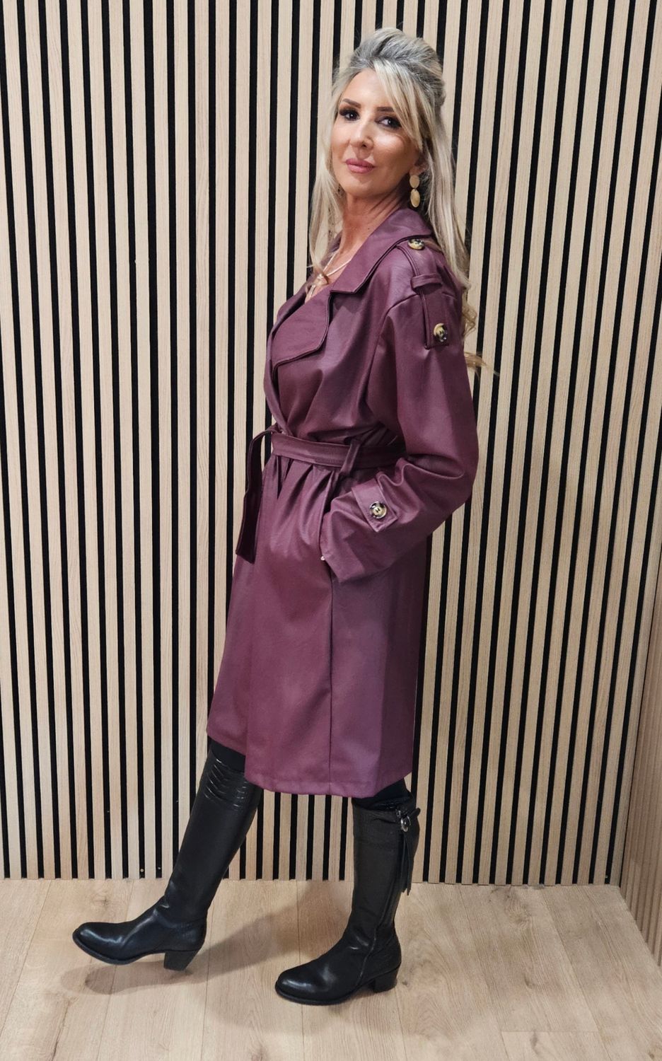 Soft-Touch Trench Coat – Plum