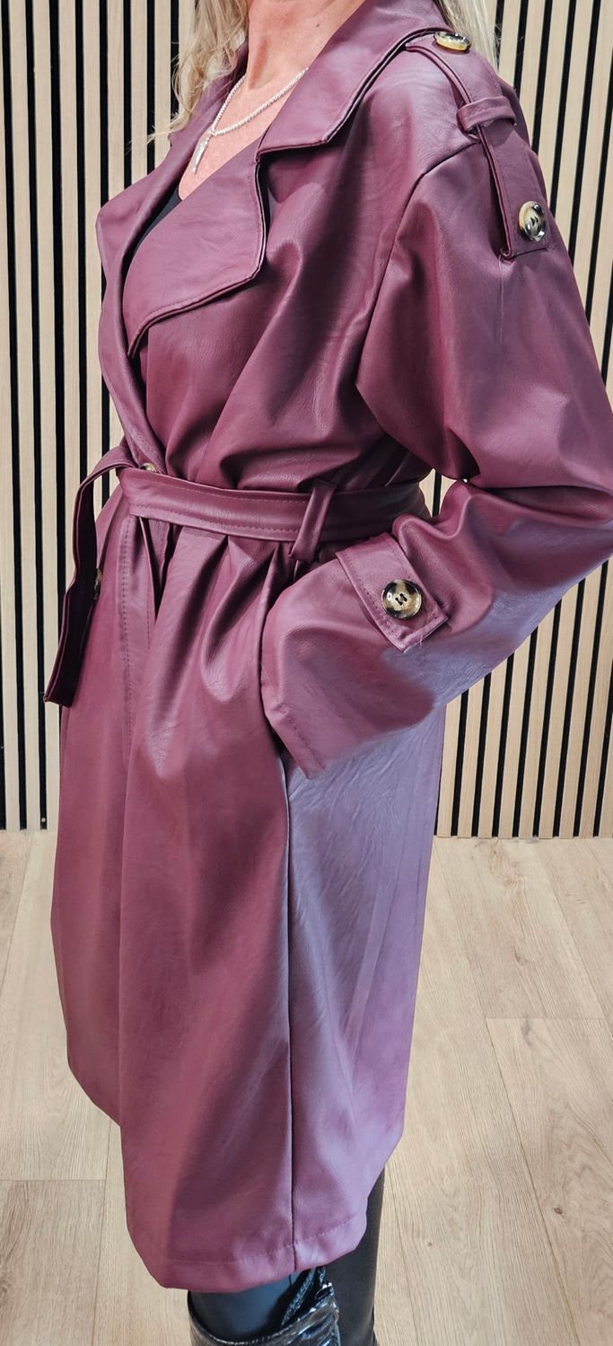 Soft-Touch Trench Coat – Plum
