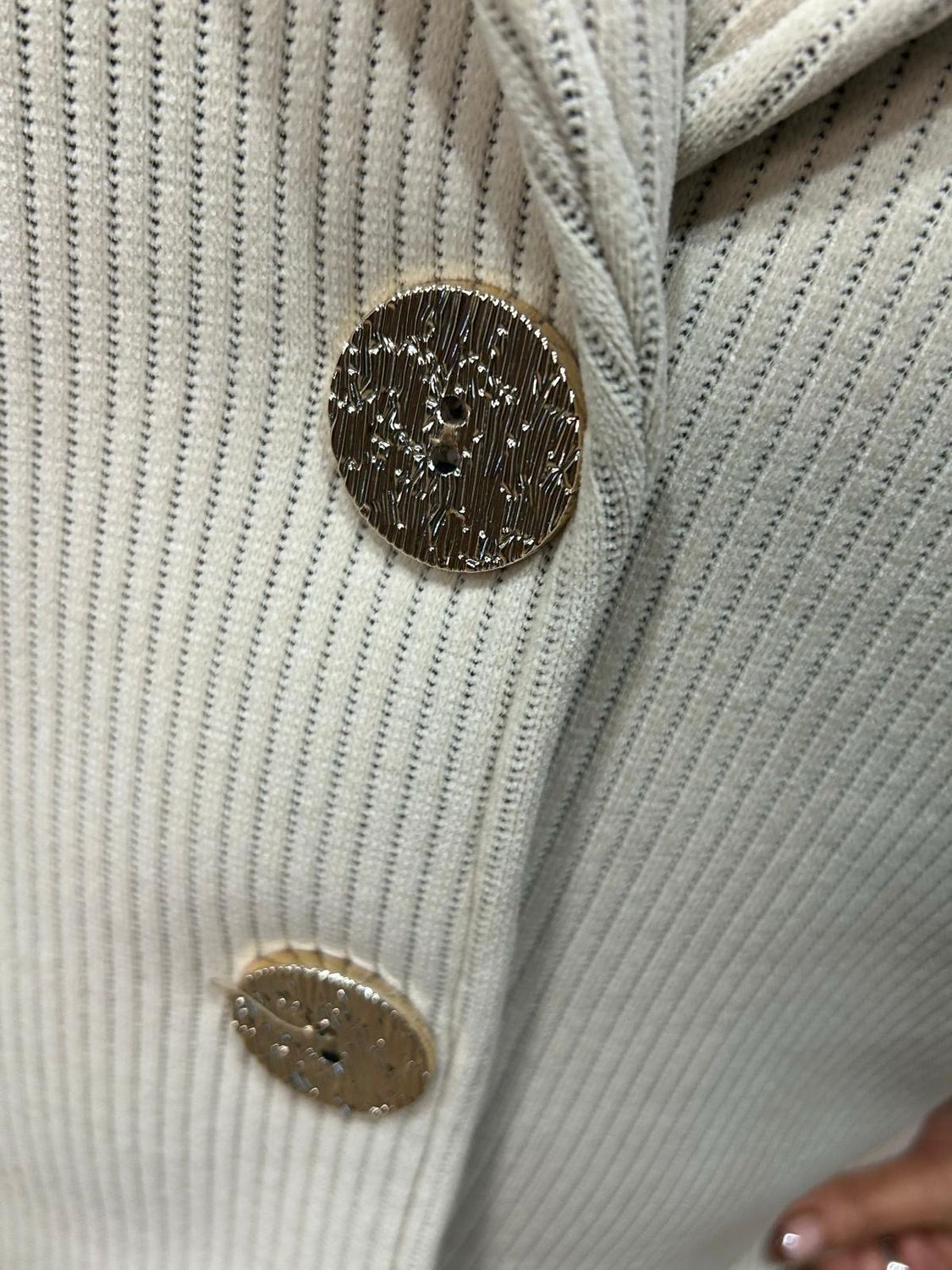 Ribbed Button Jacket - Cream