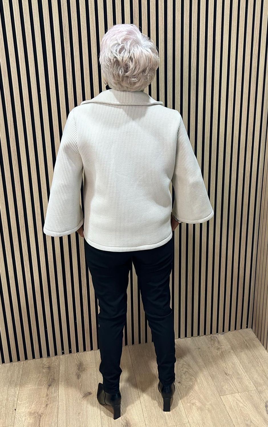 Ribbed Button Jacket - Cream