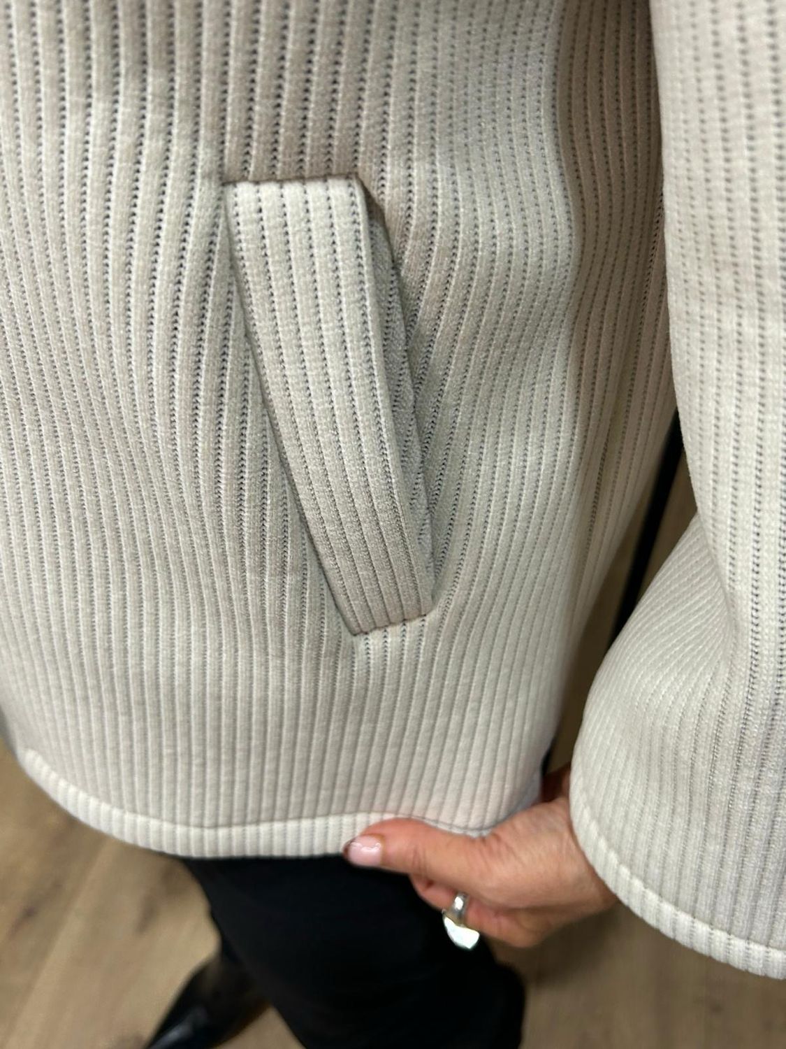 Ribbed Button Jacket - Cream