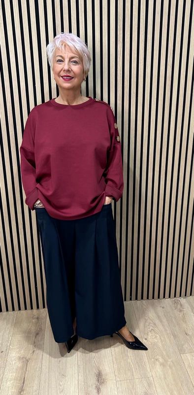 Statement Button Detail Jumper - Burgundy Statement Button Detail Jumper - Burgundy