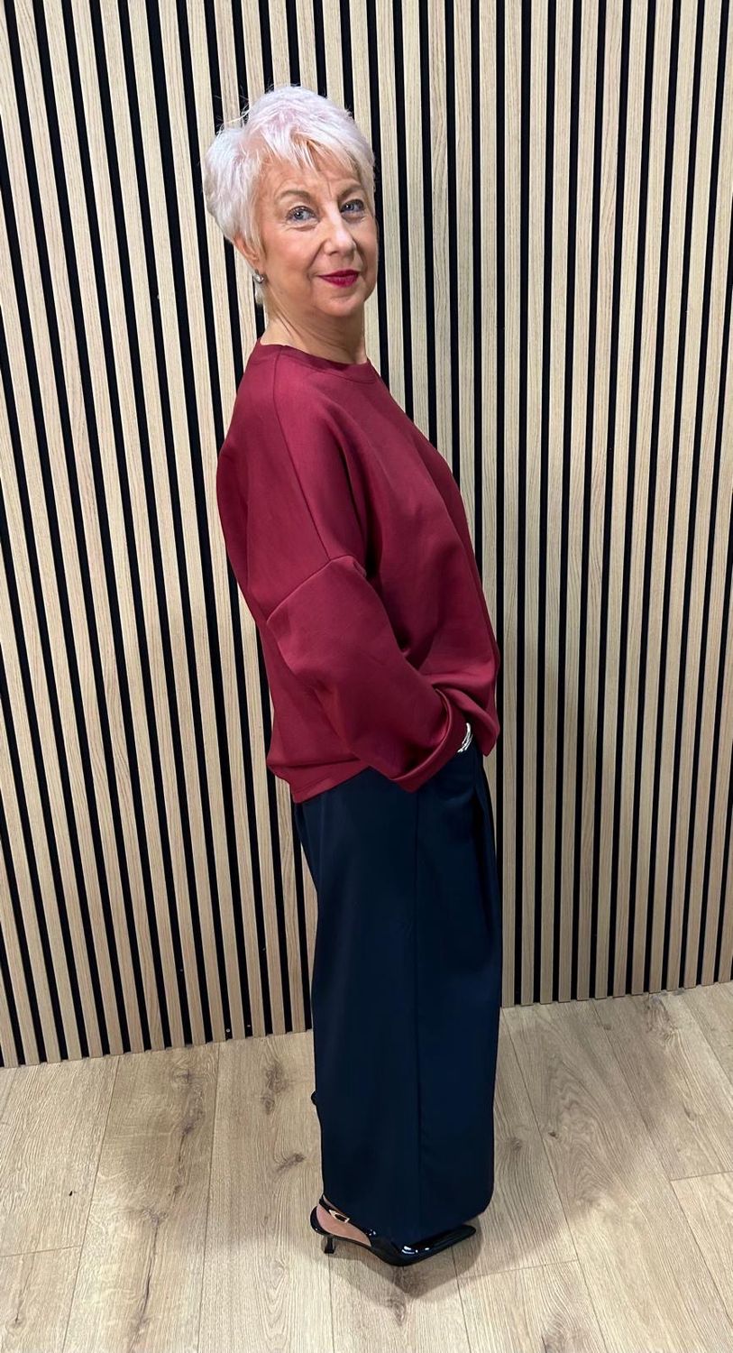 Statement Button Detail Jumper - Burgundy