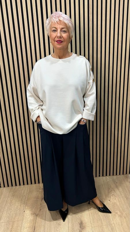 Statement Button Detail Jumper - Cream