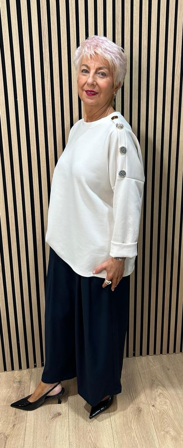 Statement Button Detail Jumper - Cream