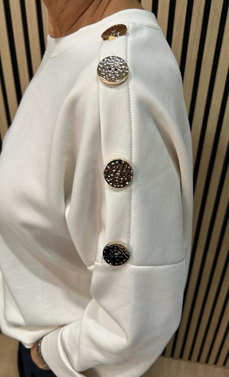 Statement Button Detail Jumper - Cream