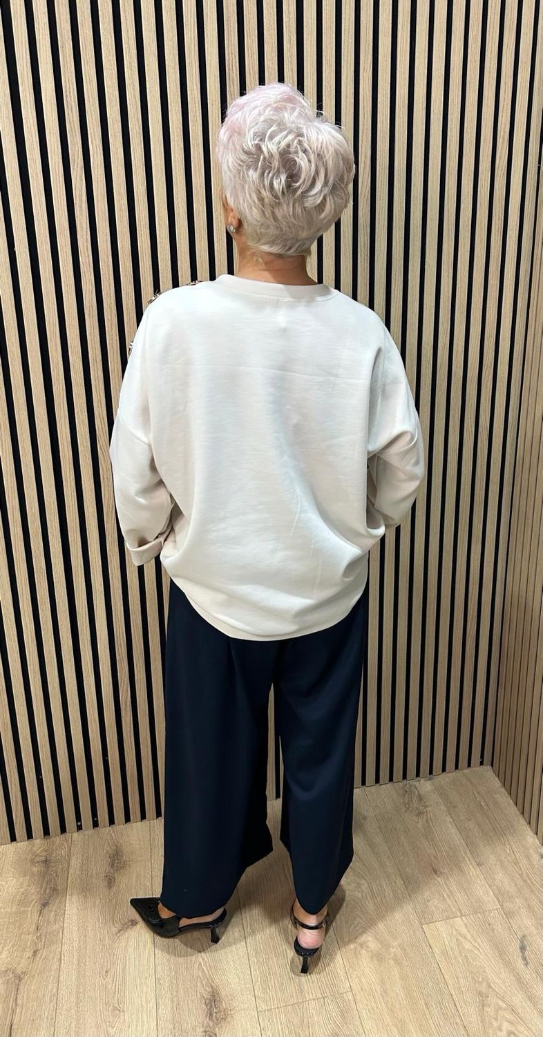 Statement Button Detail Jumper - Cream