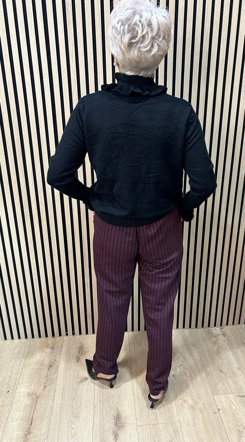 Striped Stretch Trousers - Oxblood