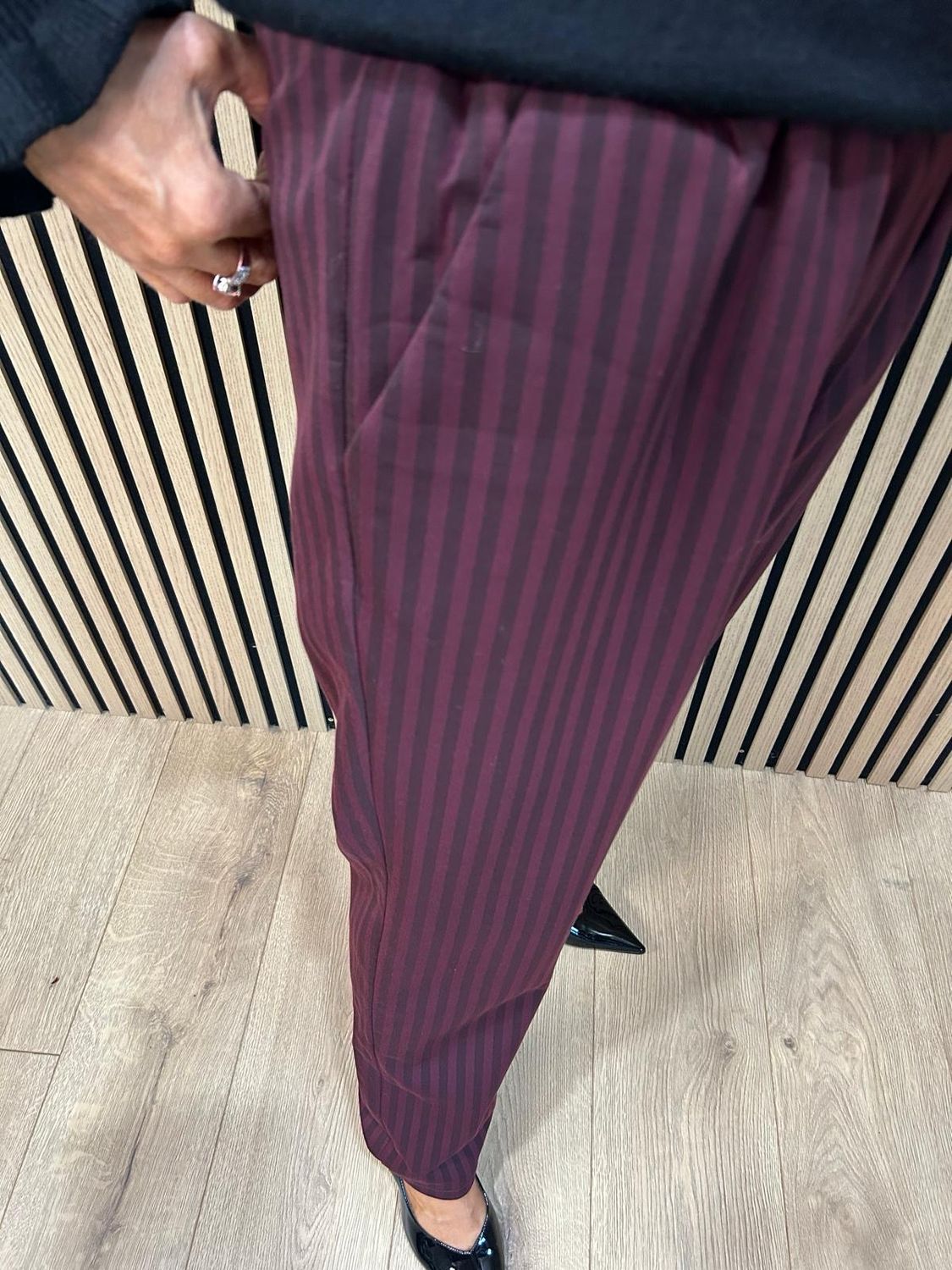 Striped Stretch Trousers - Oxblood