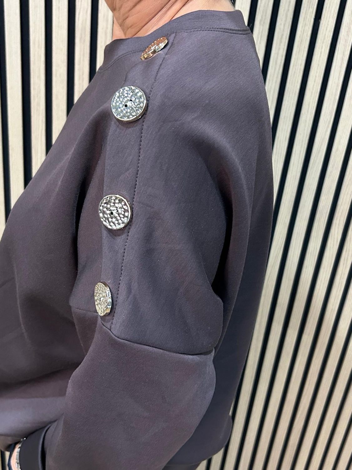 Statement Button Detail Jumper - Chocolate