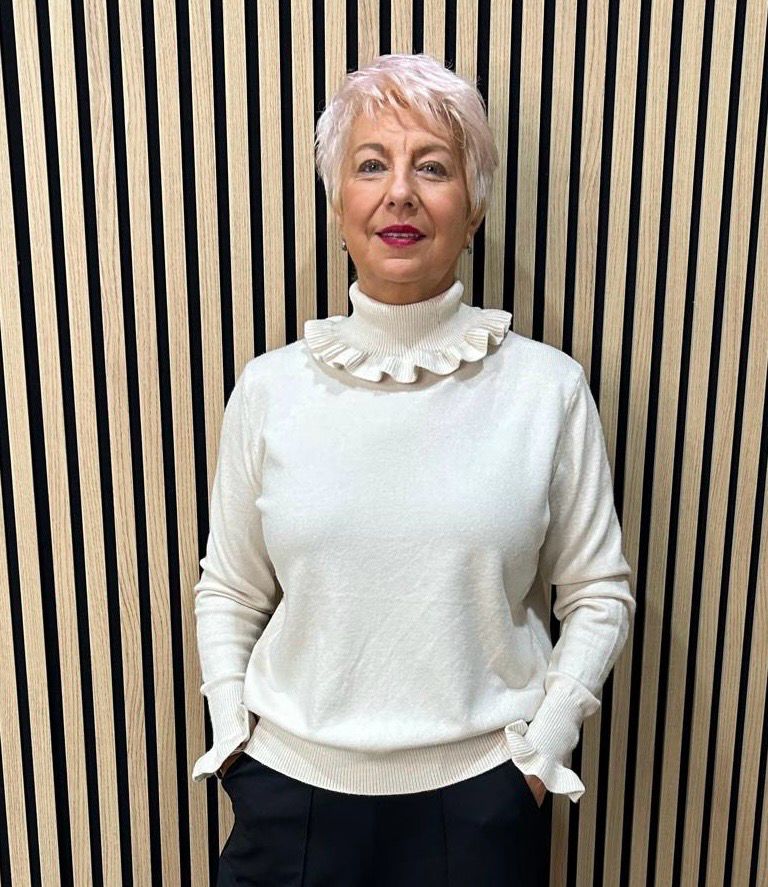 Frill Neck &amp; Cuff Jumper - Cream
